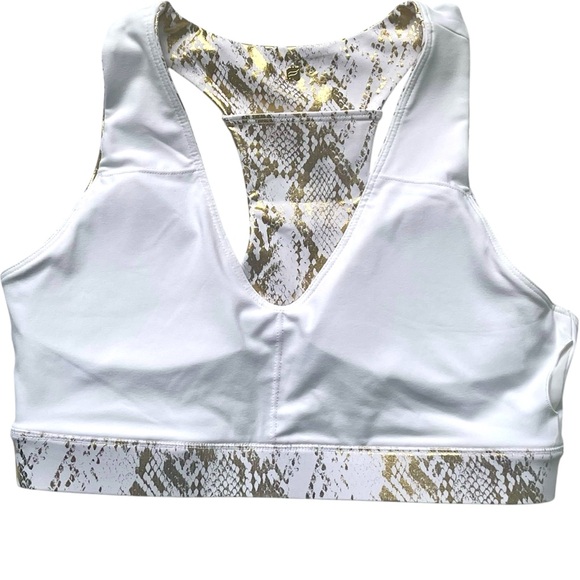 Fabletics On-The-Go Midi Medium Impact Sports Bra Gold/White Snake Size M NWT - Picture 7 of 15